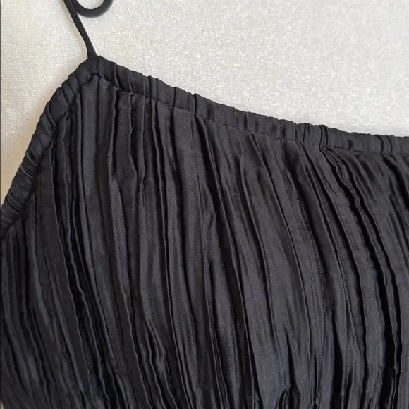 Ulla Johnson Orla Plisse sz 6 in Noir Black spaghetti tie strap Crinkle Dress - Picture 7 of 11